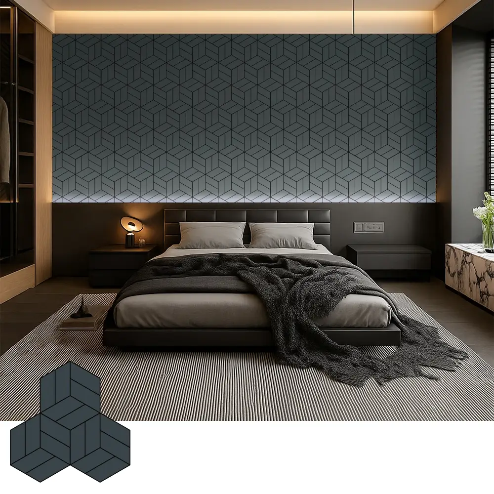 Dekorativ akustesch Holzfinierplacke fir modern Interieur