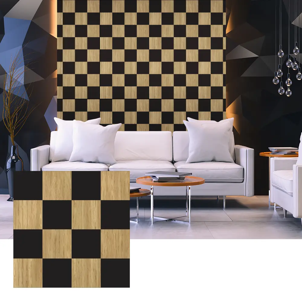3D Wood Veneer akustesch Brieder fir bannen Mauer Design 3D Wood Veneer akustesch Brieder fir bannen Mauer Design