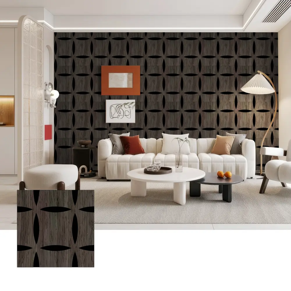 3D hëlzent akustesch Mauer Brieder fir dekorativen Interieur