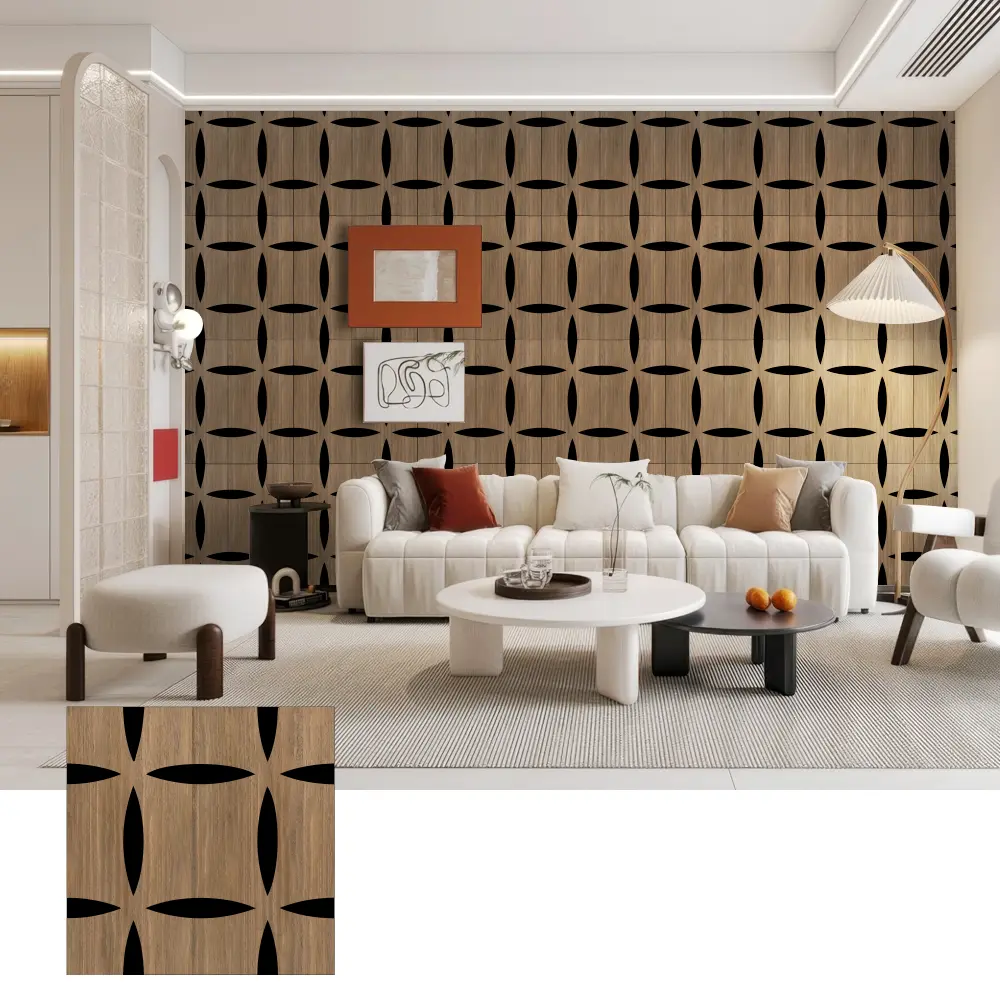3D hëlzent akustesch Mauer Brieder fir dekorativen Interieur