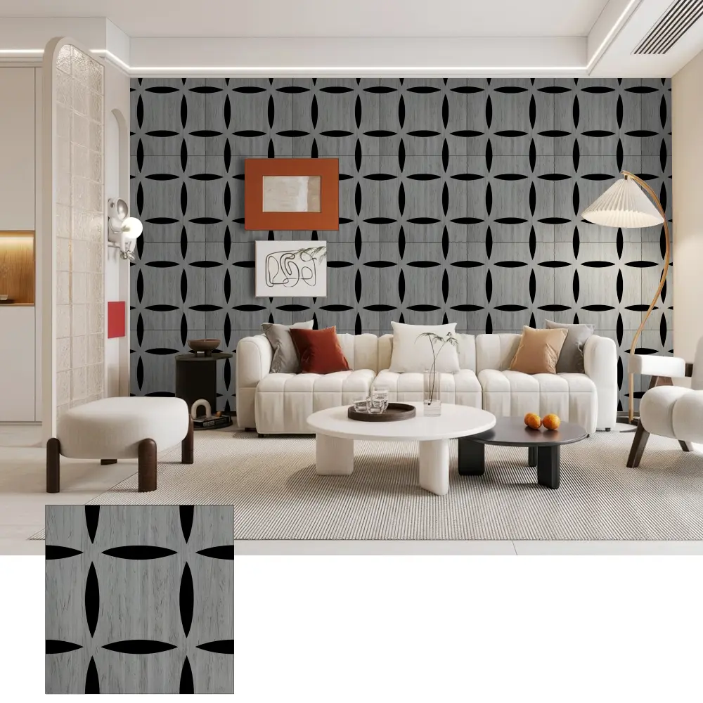 3D hëlzent akustesch Mauer Brieder fir dekorativen Interieur