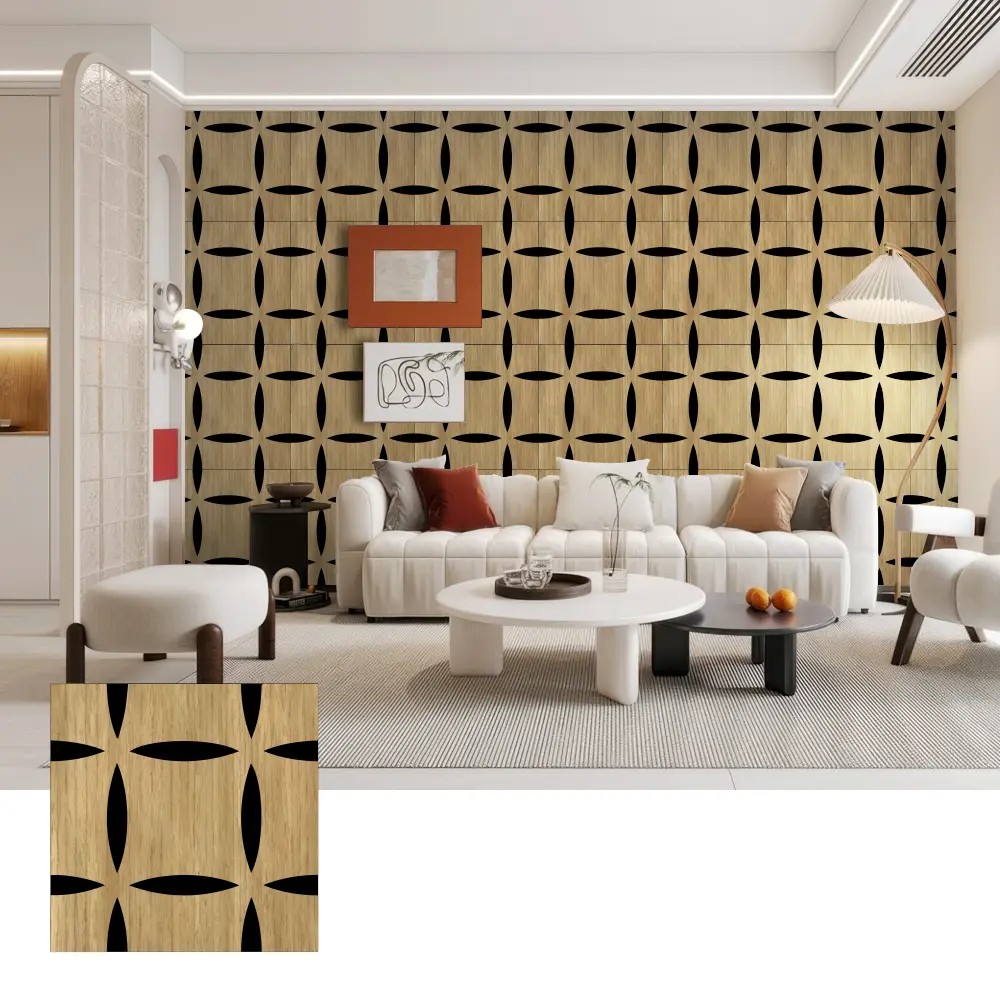 3D hëlzent akustesch Mauer Brieder fir dekorativen Interieur