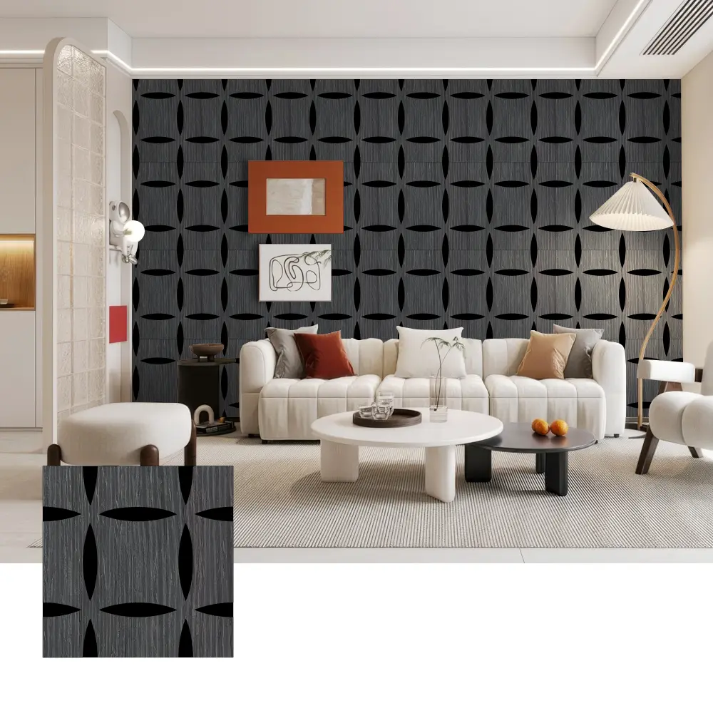 3D hëlzent akustesch Mauer Brieder fir dekorativen Interieur
