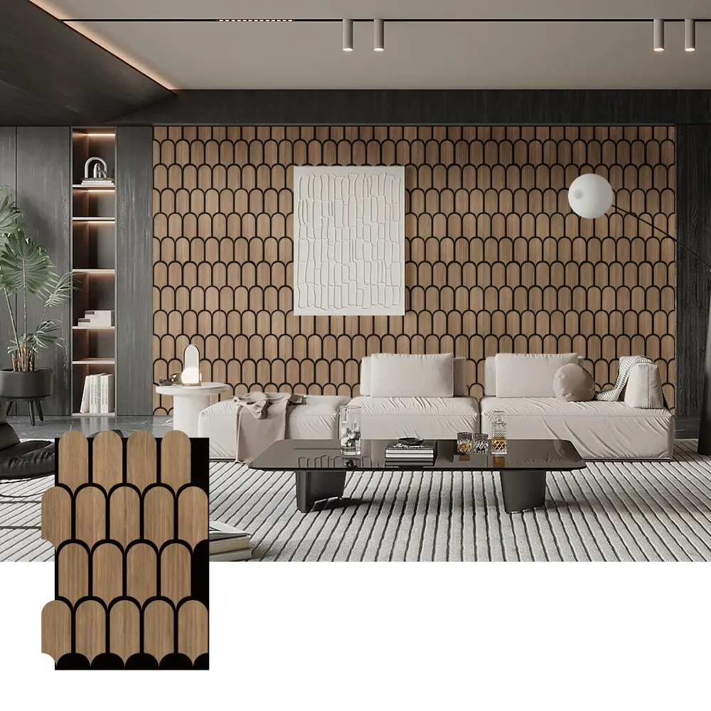 Akustesch Holz Panelen fir Interieur Mauer Design