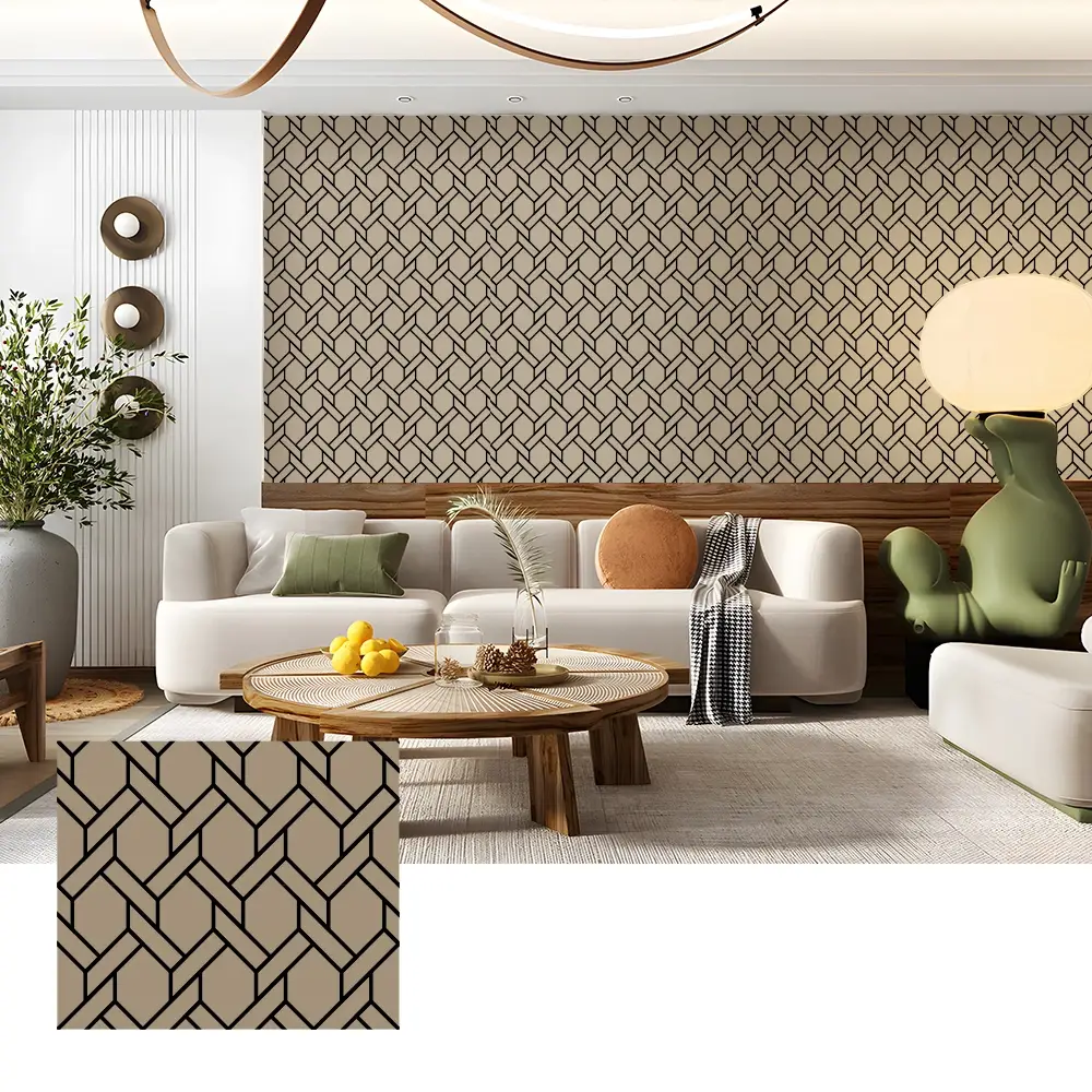 Akustesch Wood Veneer Mauer Brieder fir Home Theater Interieur