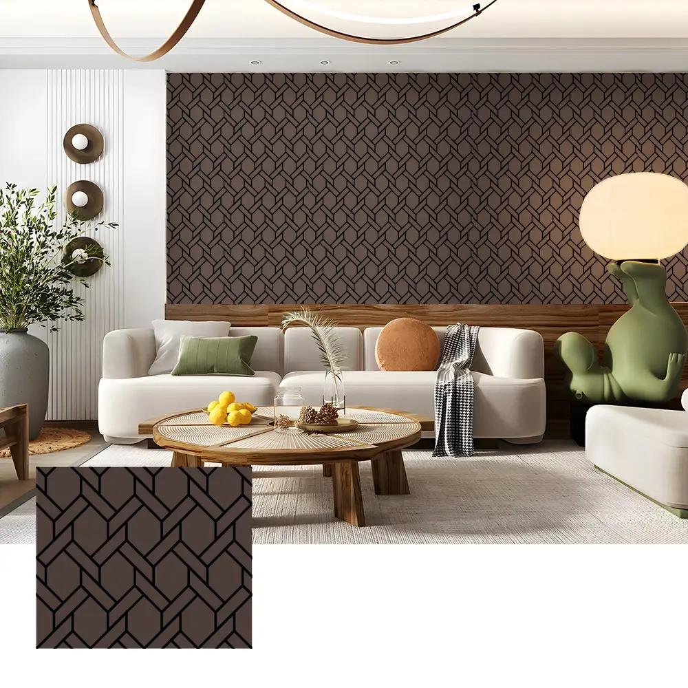 Akustesch Wood Veneer Mauer Brieder fir Home Theater Interieur