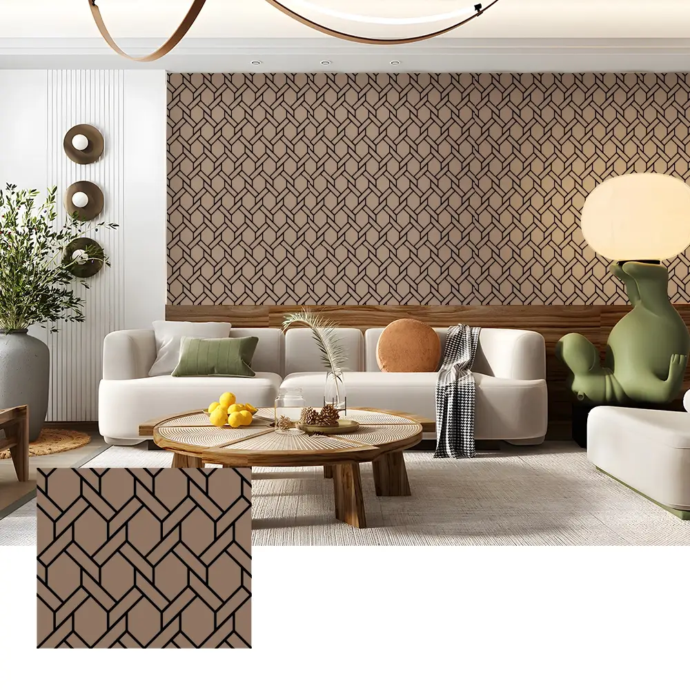 Akustesch Wood Veneer Mauer Brieder fir Home Theater Interieur