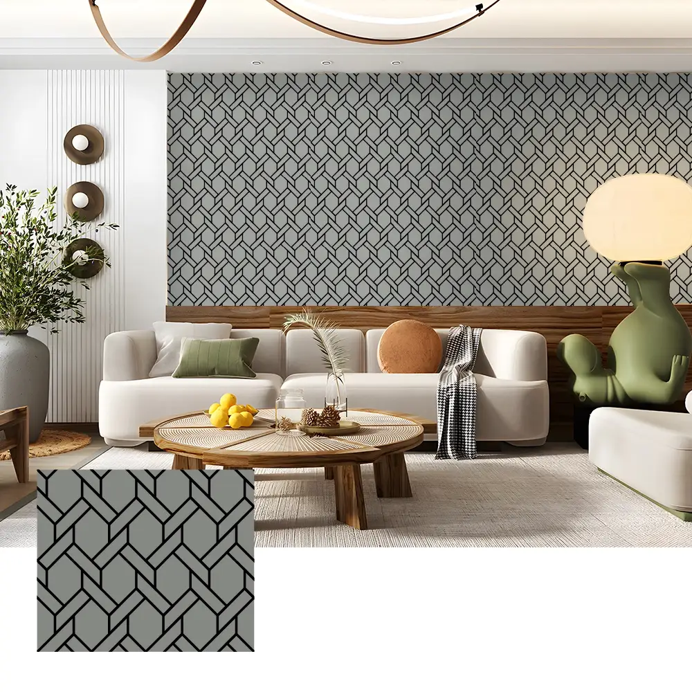Akustesch Wood Veneer Mauer Brieder fir Home Theater Interieur