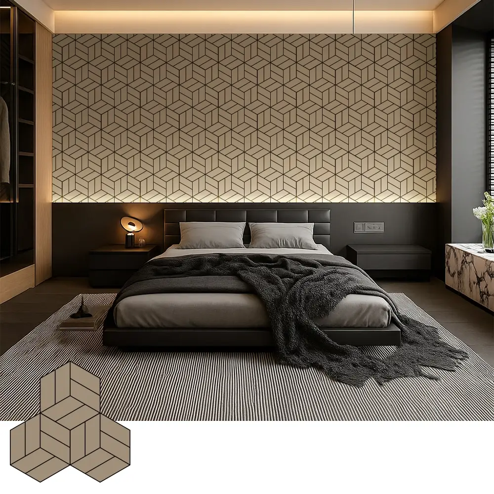 Dekorativ akustesch Holzfinierplacke fir modern Interieur