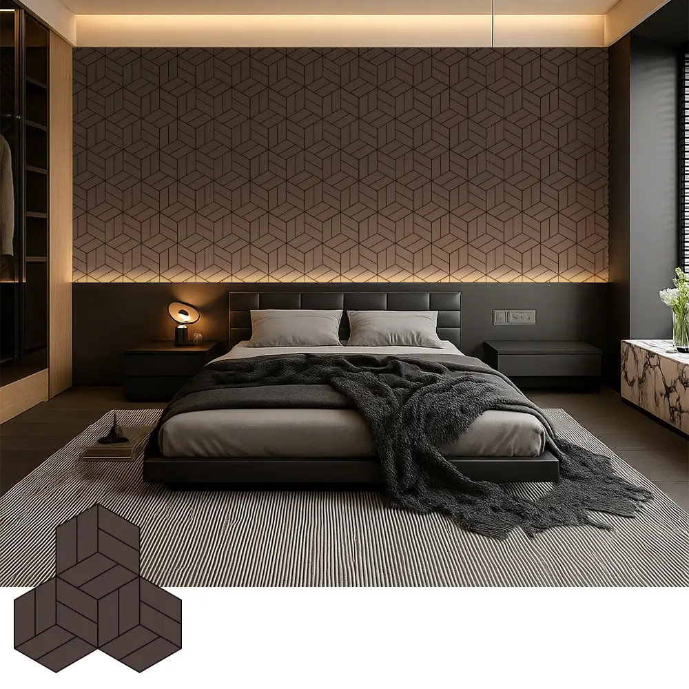Dekorativ akustesch Holzfinierplacke fir modern Interieur