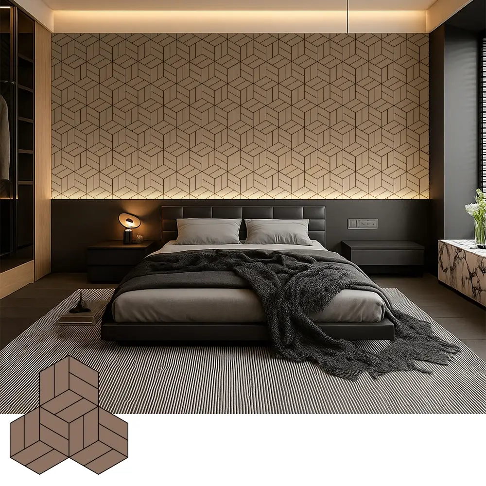 Dekorativ akustesch Holzfinierplacke fir modern Interieur