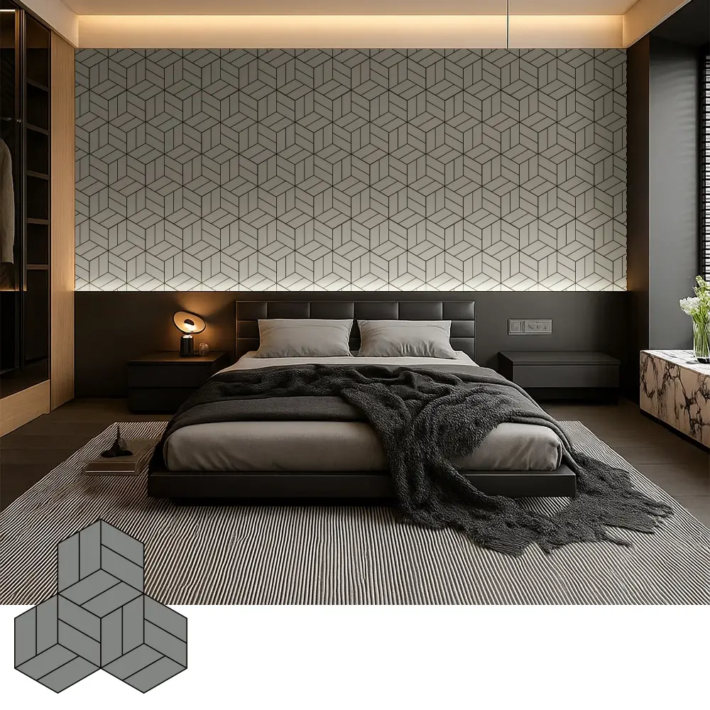 Dekorativ akustesch Holzfinierplacke fir modern Interieur
