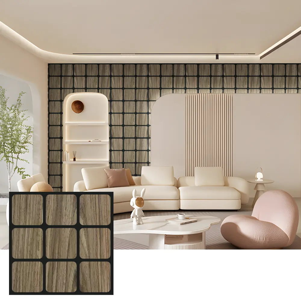 Dekorative Holz Akustik Panelen fir Interieur Maueren Dekorative Holz Akustik Panelen fir Interieur Maueren