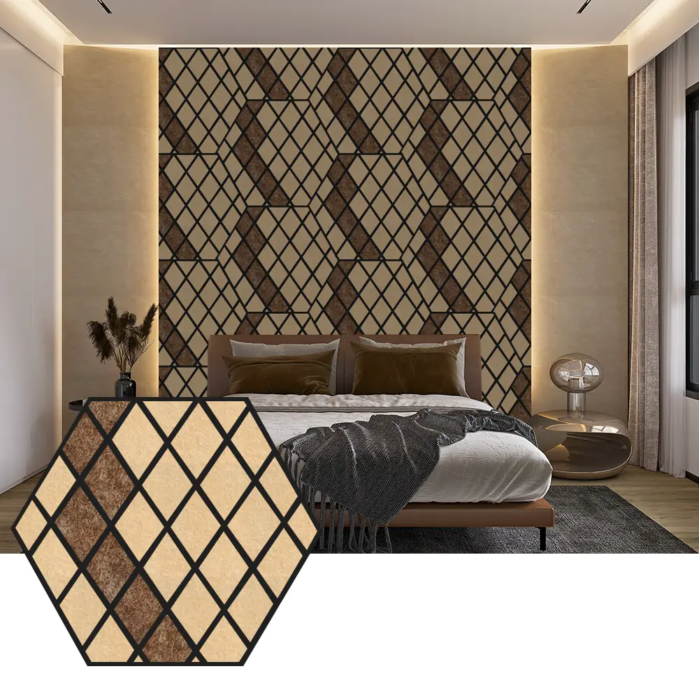 Hexagon PET akustesch Brieder fir modern Mauer Design