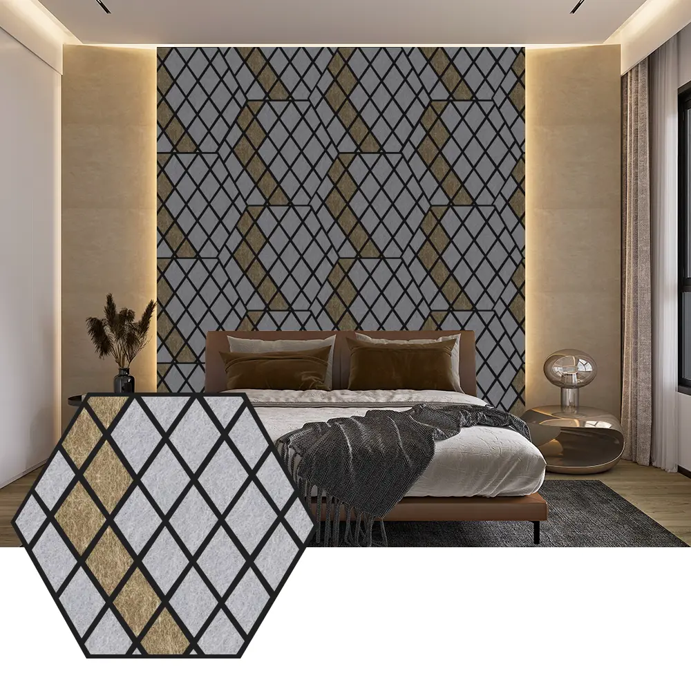 Hexagon PET akustesch Brieder fir modern Mauer Design