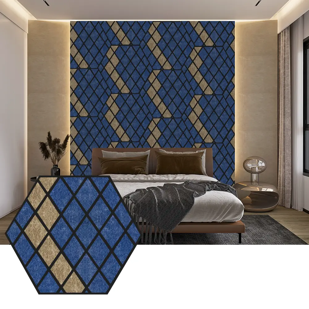 Hexagon PET akustesch Brieder fir modern Mauer Design