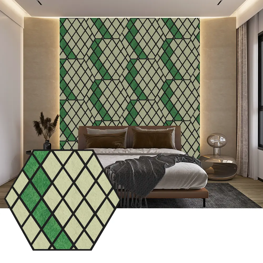 Hexagon PET akustesch Brieder fir modern Mauer Design