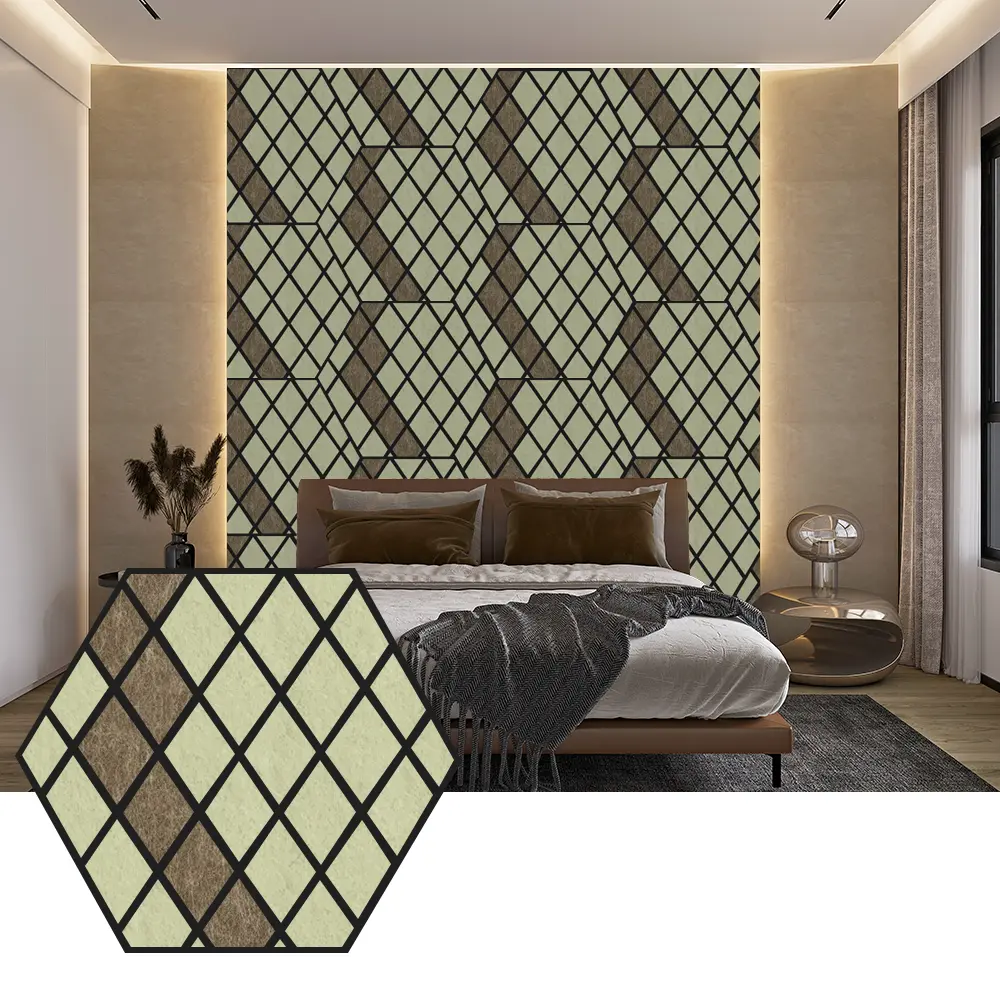 Hexagon PET akustesch Brieder fir modern Mauer Design