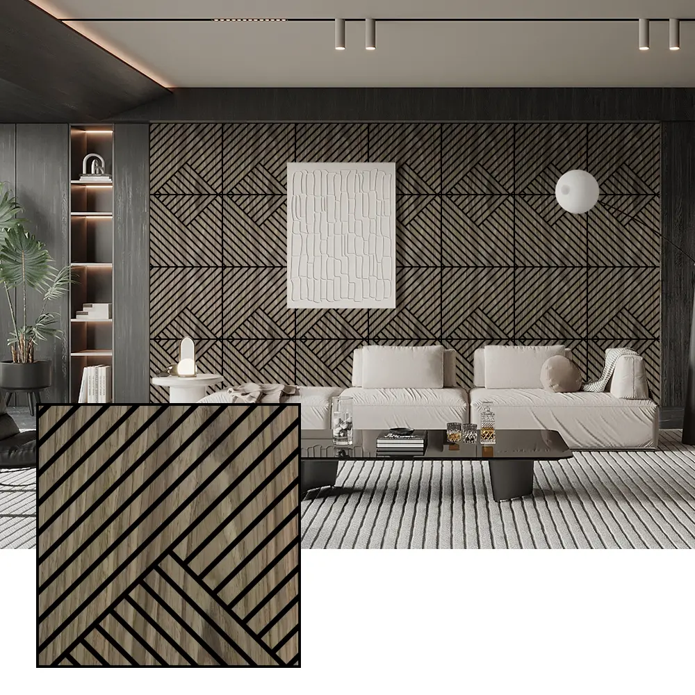 Natural Wood Veneer Akustik Brieder fir bannen Maueren