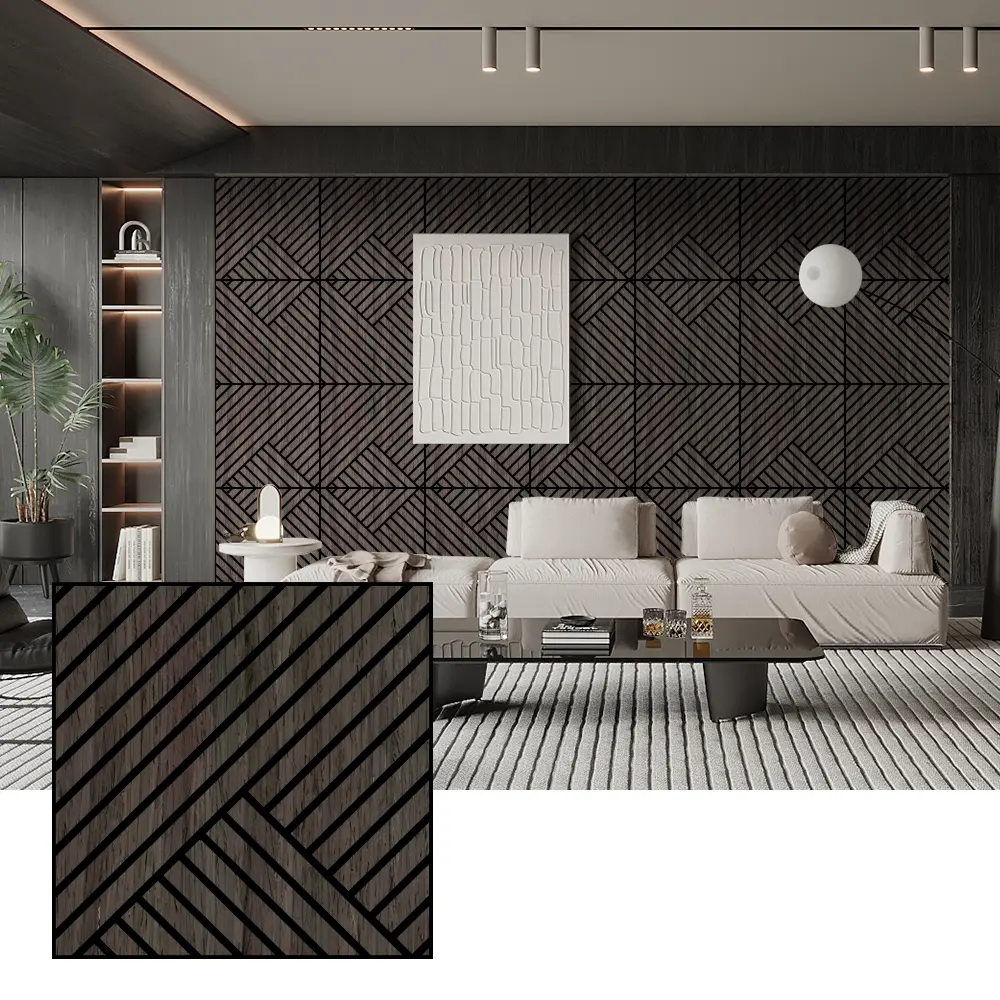 Natural Wood Veneer Akustik Brieder fir bannen Maueren