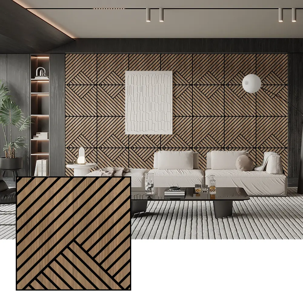 Natural Wood Veneer Akustik Brieder fir bannen Maueren