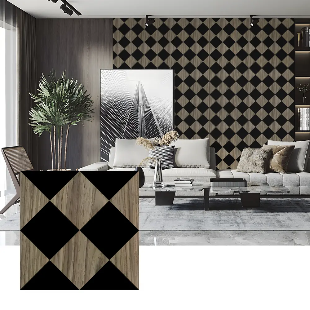 Wood Veneer akustesch Brieder fir Schlofkummer Mauer Dekoratioun