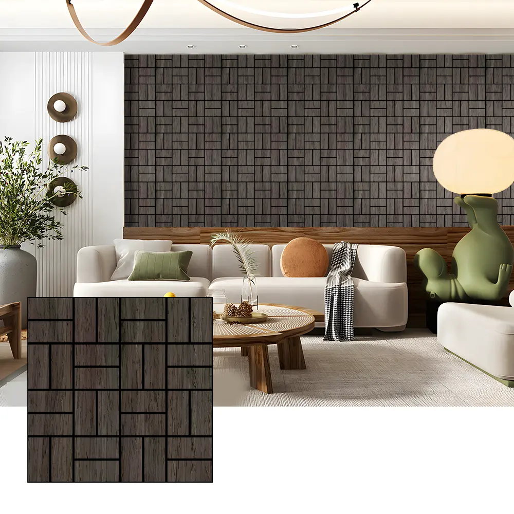 Holz Veneer akustesch Mauer Brieder fir Sound Absorption