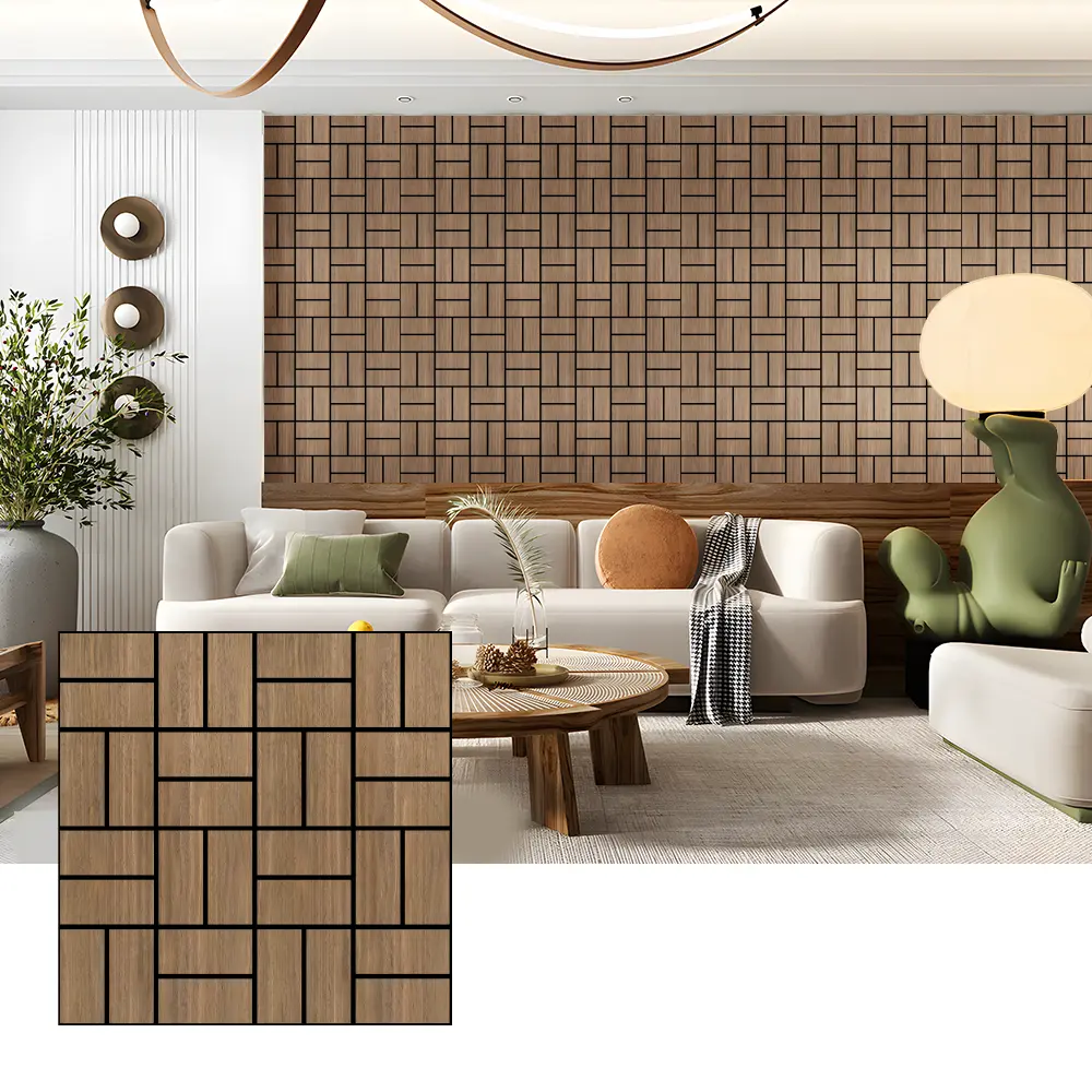 Holz Veneer akustesch Mauer Brieder fir Sound Absorption