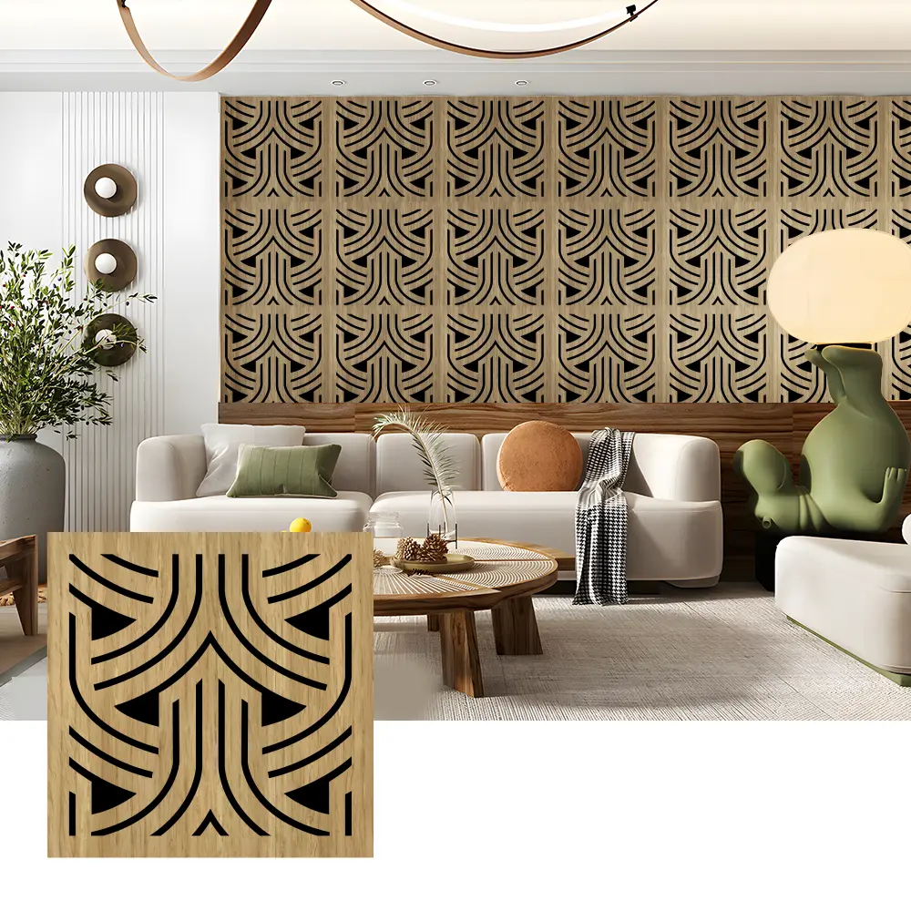 Hëlzent akustesch Slat Panels fir Mauer Uwendungen Hëlzent akustesch Slat Panels fir Mauer Uwendungen